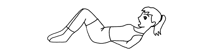 図２　腰椎の自然な前弯を保ったまま行うカールアップの方法